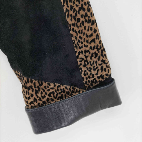 レオパード柄切り替えスウェードジャケット レディース FREE